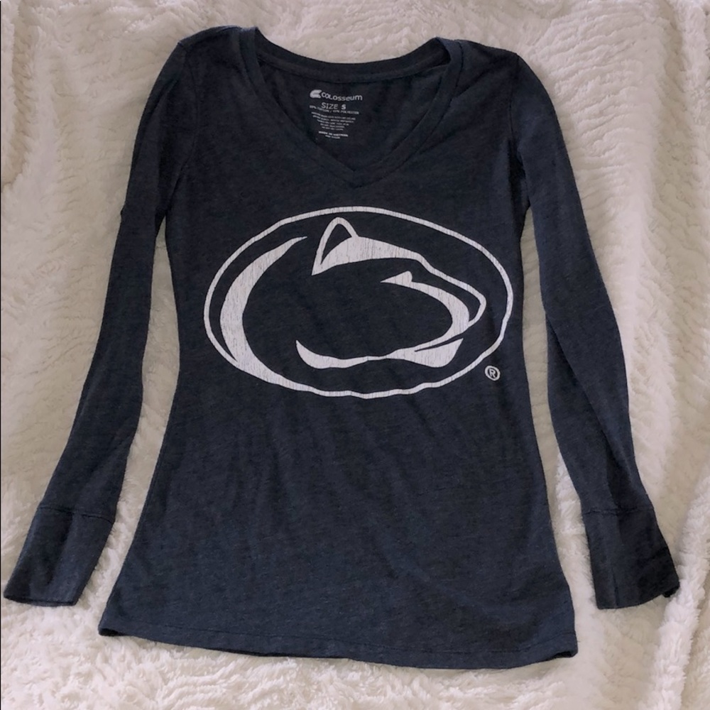 Penn State nittany lion logo Vneck long sleeve tee